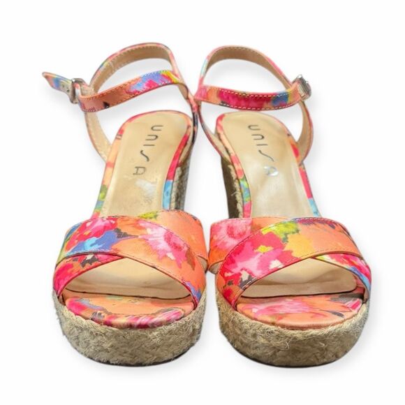 UNISA Women’s Multicolor Floral Espadrille Wedge Sandals Size 9.5M - Picture 5 of 7